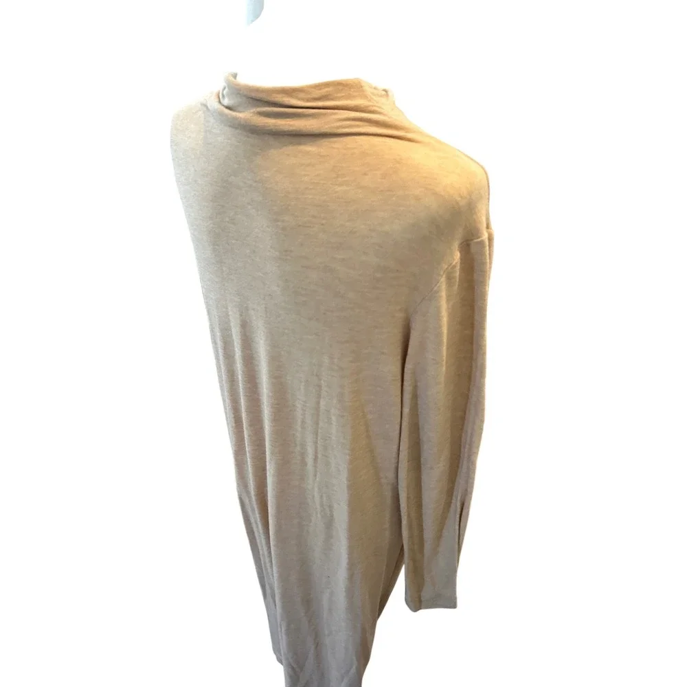 Mod Ref Long Sleeve‎ Knit Midi Dress Mock Neck Casual Comfort Beige Neutral - Picture 8 of 9